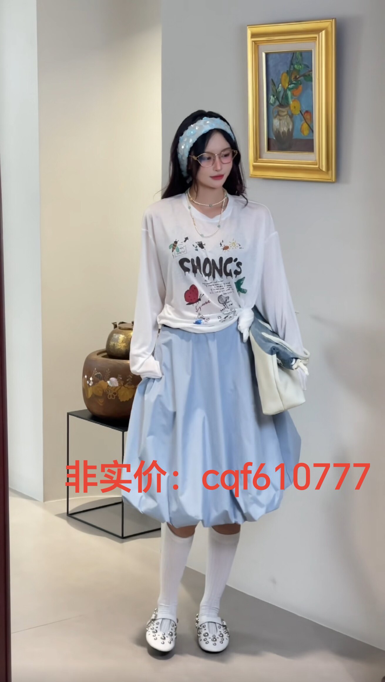 重工夏季新款韩版时尚百搭圆领宽松卡通印花短袖T恤女款上衣半袖