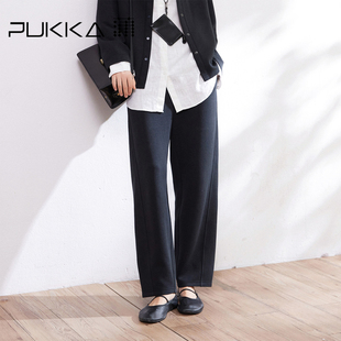 女长裤 初秋宽松休闲直筒奶奶裤 棉混纺萝卜裤 蒲PUKKA