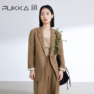 通勤简约气质西装 外套女早春新品 加厚亚麻西装 蒲PUKKA