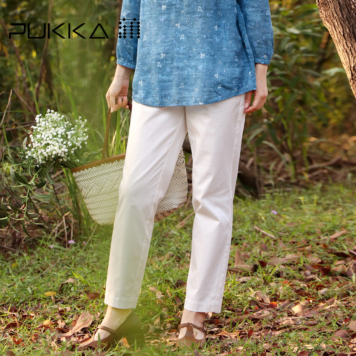 Pukka蒲牌显瘦九分休闲小脚裤