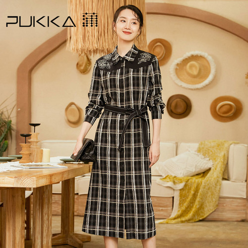 PUKKA格纹商场同款连衣裙