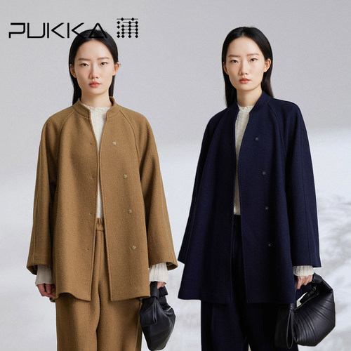 蒲PUKKA羊毛呢毛呢大衣