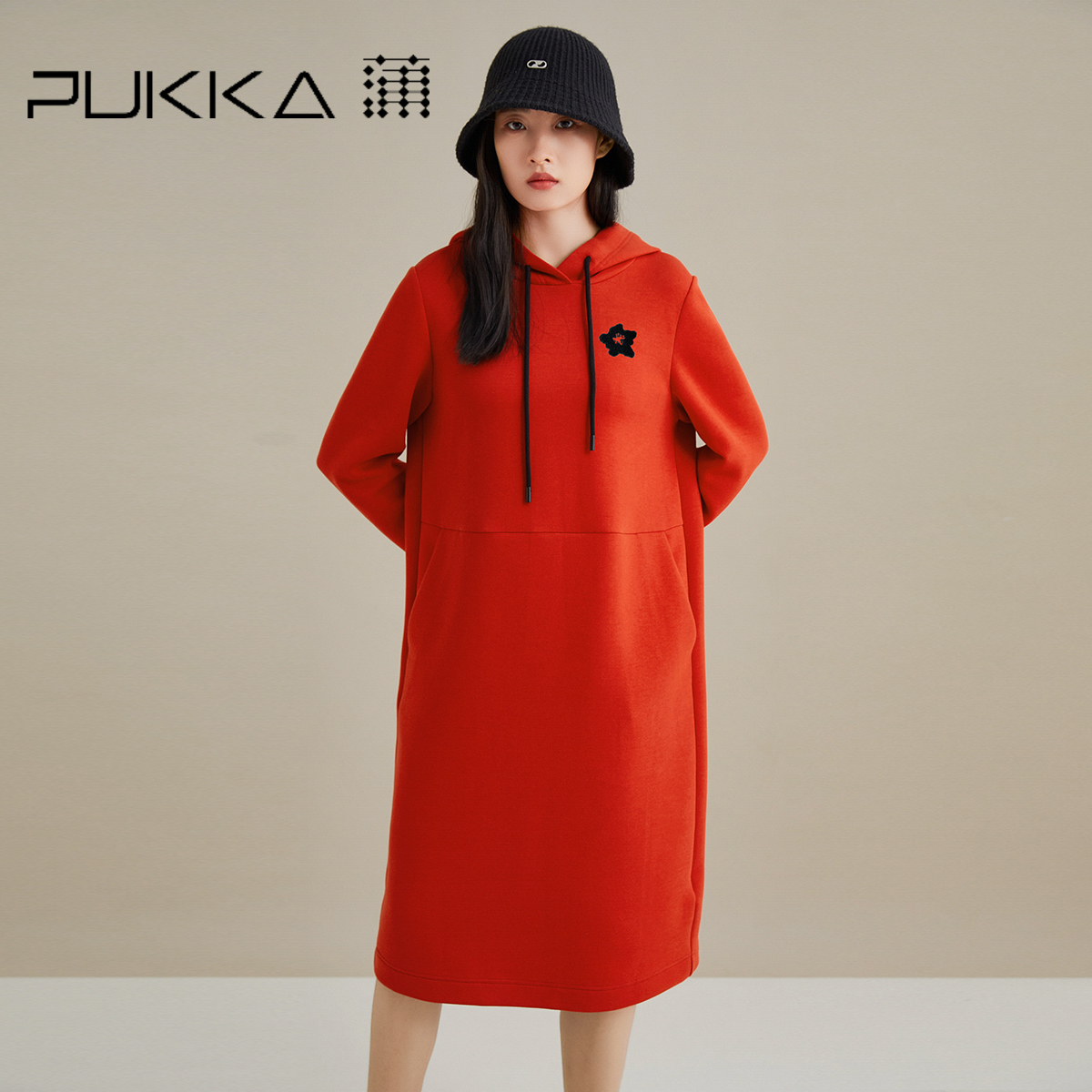 PUKKA连帽连衣裙大口袋宽松款