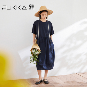 蒲PUKKA 拼接连衣裙女夏季新品山系超轻速干通勤日常裙子