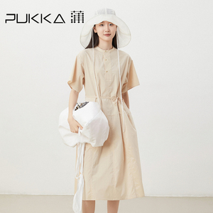 蒲PUKKA 原创设计女装夏季圆领显瘦新中式宽松型连衣裙