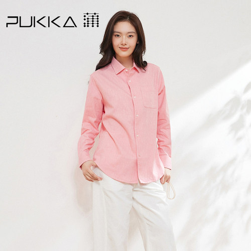 PUKKA蒲牌棉麻透气长袖衬衫女