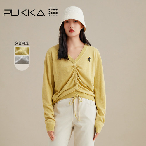 PUKKA毛针织衫百褶V领