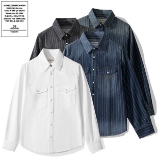 重磅日系Kapital Vintage 复古衬衫阿美咔叽洗水做旧条纹牛仔衬衣