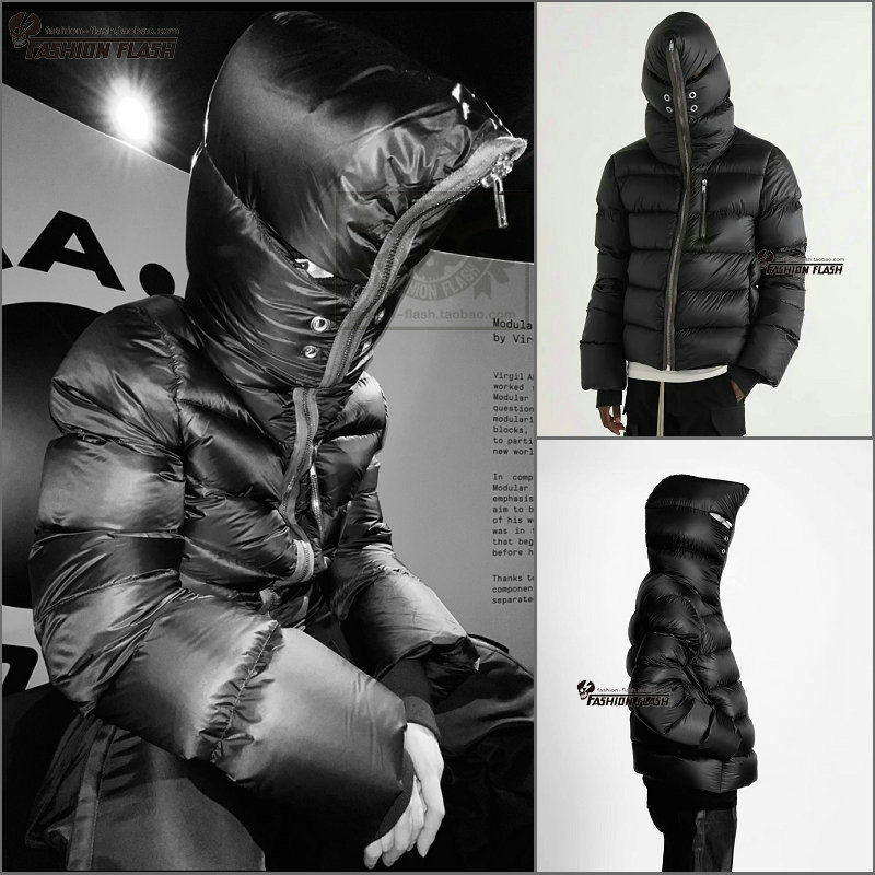 高奢拉链蒙面连帽机能羽绒服暗黑纯色简约秋冬外套情侣男宽松潮牌,男装,羽绒服,淘宝优惠券,粉丝福利购,淘宝优惠卷
