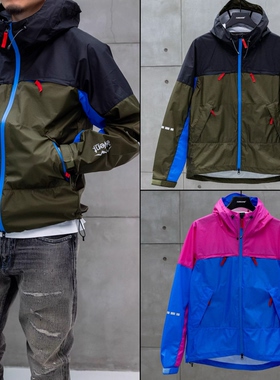 日系Kapital Vintage 男女款复古拼色连帽冲锋衣户外防风防水外套