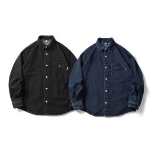 日系潮牌复古情侣牛仔衬衫男女款简约百搭长袖衬衣高级感外套上衣