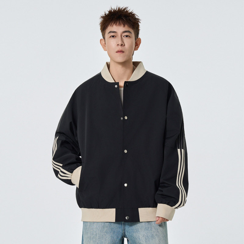 日系棒球服外套男女春秋季2026新品潮牌休闲拼色条纹飞行员夹克衫