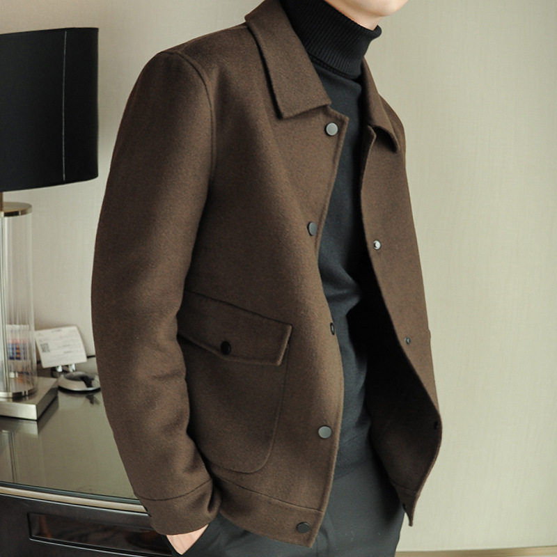 轻奢毛呢大衣男短款韩版羊毛尼妮秋冬季休闲双面呢子夹克男士外套,男装,毛呢大衣,淘宝优惠券,粉丝福利购,淘宝优惠卷