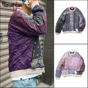 秋冬KAPITAL平田和宏新款 打底圆领卫衣夹克 纯棉拼接腰花果情侣款