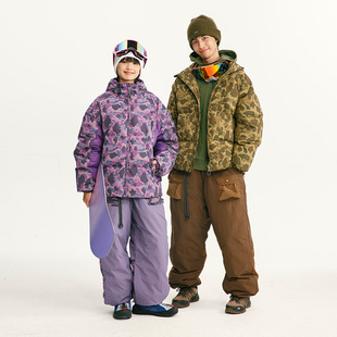 日系潮牌猎鸭迷彩工装户外机能防风男女款连帽羽绒服鸭毛绒冲锋衣