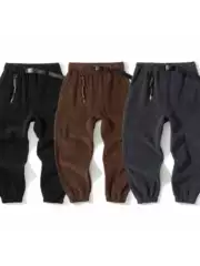 Japanese Retro Heavy Fleece-Lined Cargo Pants for Men, Trendy Brand, New Autumn and Winter Loose Jogger Pants, Versatile Thickened Casual Pants