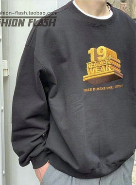 21支厚毛圈克重480克Doublet成衣水洗oversize落肩圆领3D刺绣卫衣