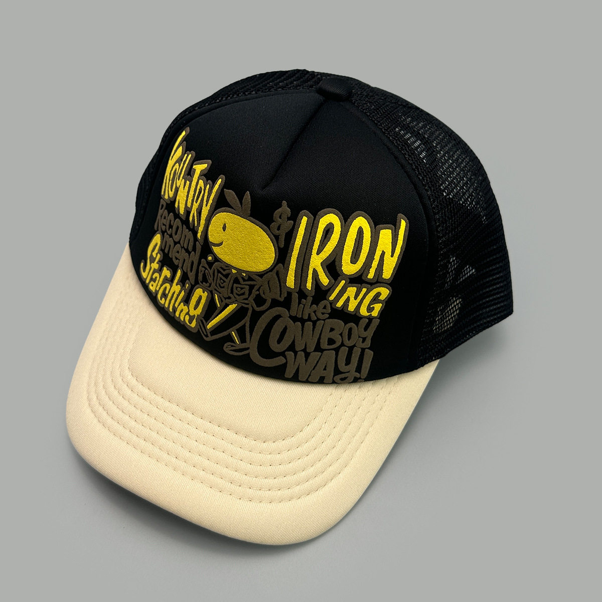 thumbnail for Japanese Kapital Vintage print smiley letter vintage baseball cap men's and women's color-blocking truck hat