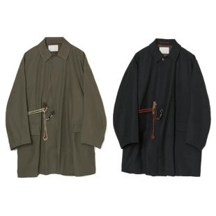 24AW KOLOR 阿部润一 双色日系复古翻领宽松长款廓形风衣夹克外套