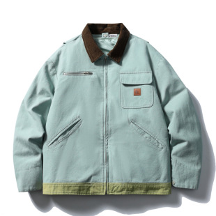 90白鸭绒三合一冬季日系复古水洗拼接男女宽松底特律工装羽绒服潮