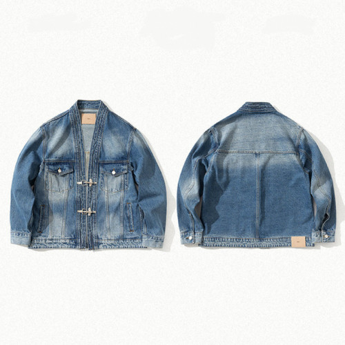 日系道袍潮牌REMIX DENIM JACKET 复古休闲水洗做旧牛仔夹克 23AW