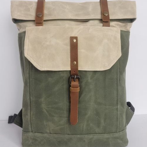 日系复古胡椒盐背包女露营军旅行包登山户外油蜡帆布包双肩包男包