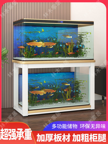 简约钢木组缸鱼缸底座客厅水族馆鱼缸底架底柜金属承重多层鱼缸架