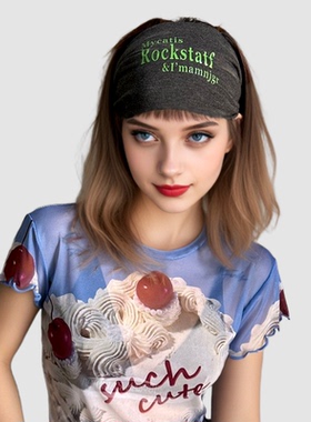 美式复古字母印花瑜伽发带女运动吸汗头带Ins风个性高品质头戴