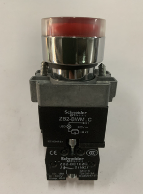 施耐德按钮开关带灯22mm 220V自复位XB2BW34M1C红色1常开
