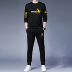 男士休闲套装春秋名牌男装加绒卫衣卫裤全套健身运动服搭配一整套