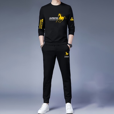 男士春秋款高档休闲运动服两件装