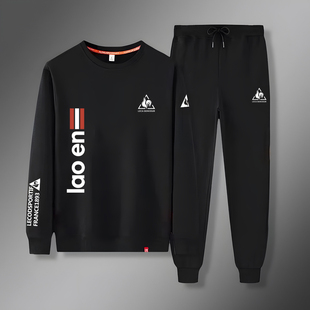 秋冬男士休闲套装时尚棉质百搭加绒加厚卫衣卫裤健身运动服两件套