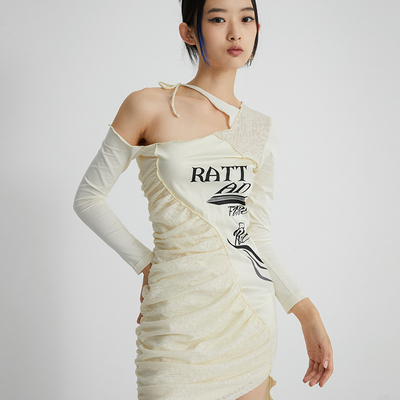 不规则缎面原创连衣裙