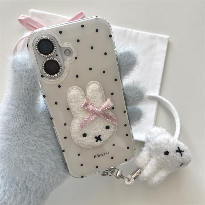 可爱甜美少女心刺绣小兔子手机壳