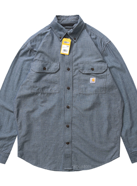 Carhartt 104368卡哈特主线中磅纯棉宽松纯色口袋工装衬衫4.5oz