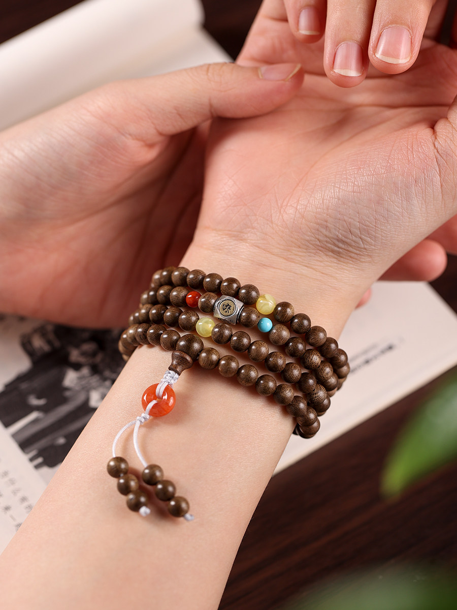 십이지신상 황도대불 황도년 천연 칼리만탄 침향 108구슬 남녀문화장난감팔찌