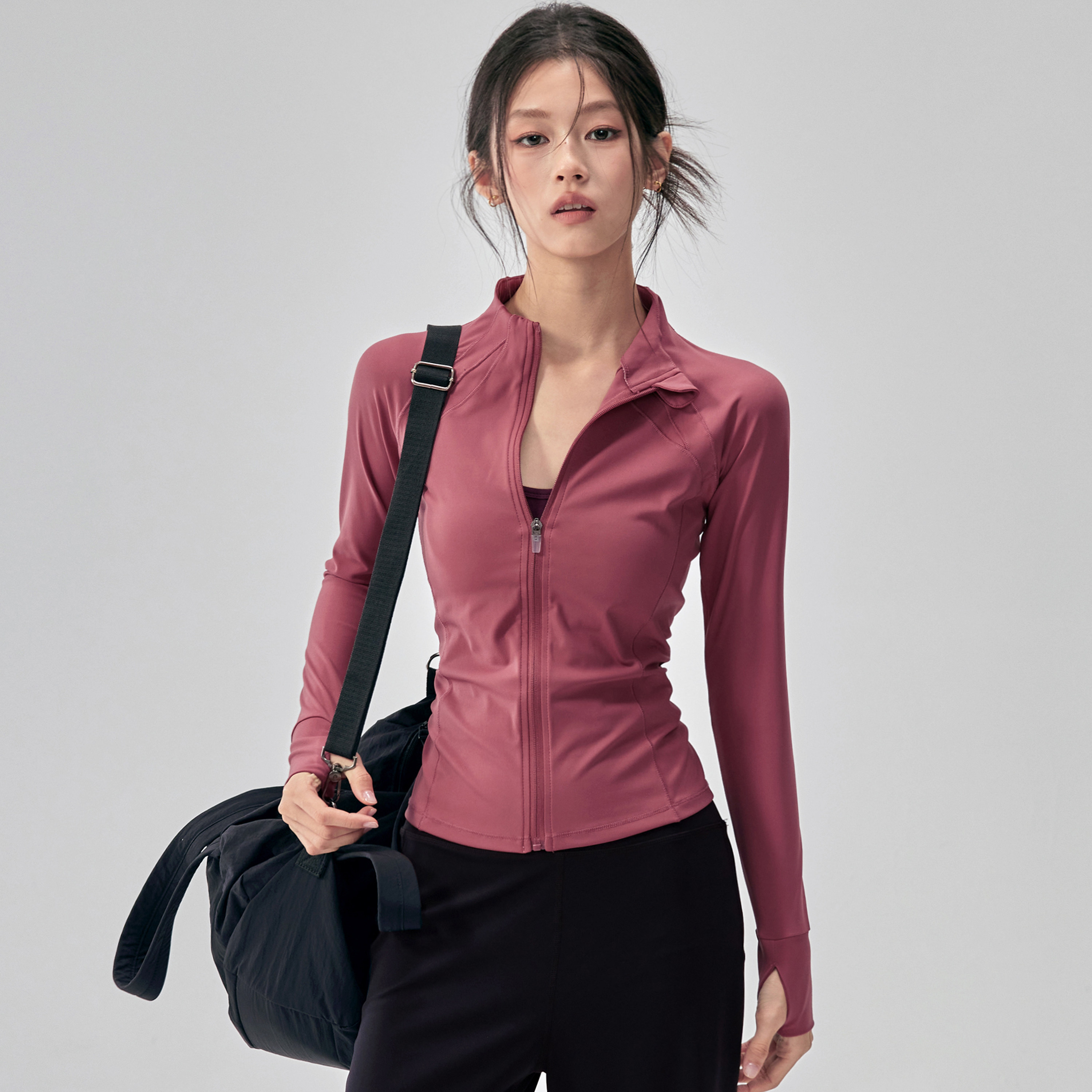 健身女孩加绒显瘦立领瑜伽服外套图片