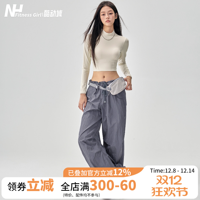 健身女孩宽松美式工装运动裤套装