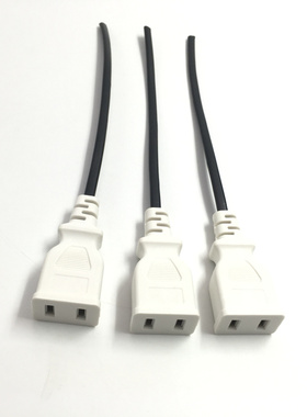 监控全铜两脚母插头 2极二相 两三孔220V电源插头 电源插头三脚插