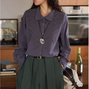 新款 solighter 显瘦衬衣 女2026春季 衬衫 法式 复古绣花长袖