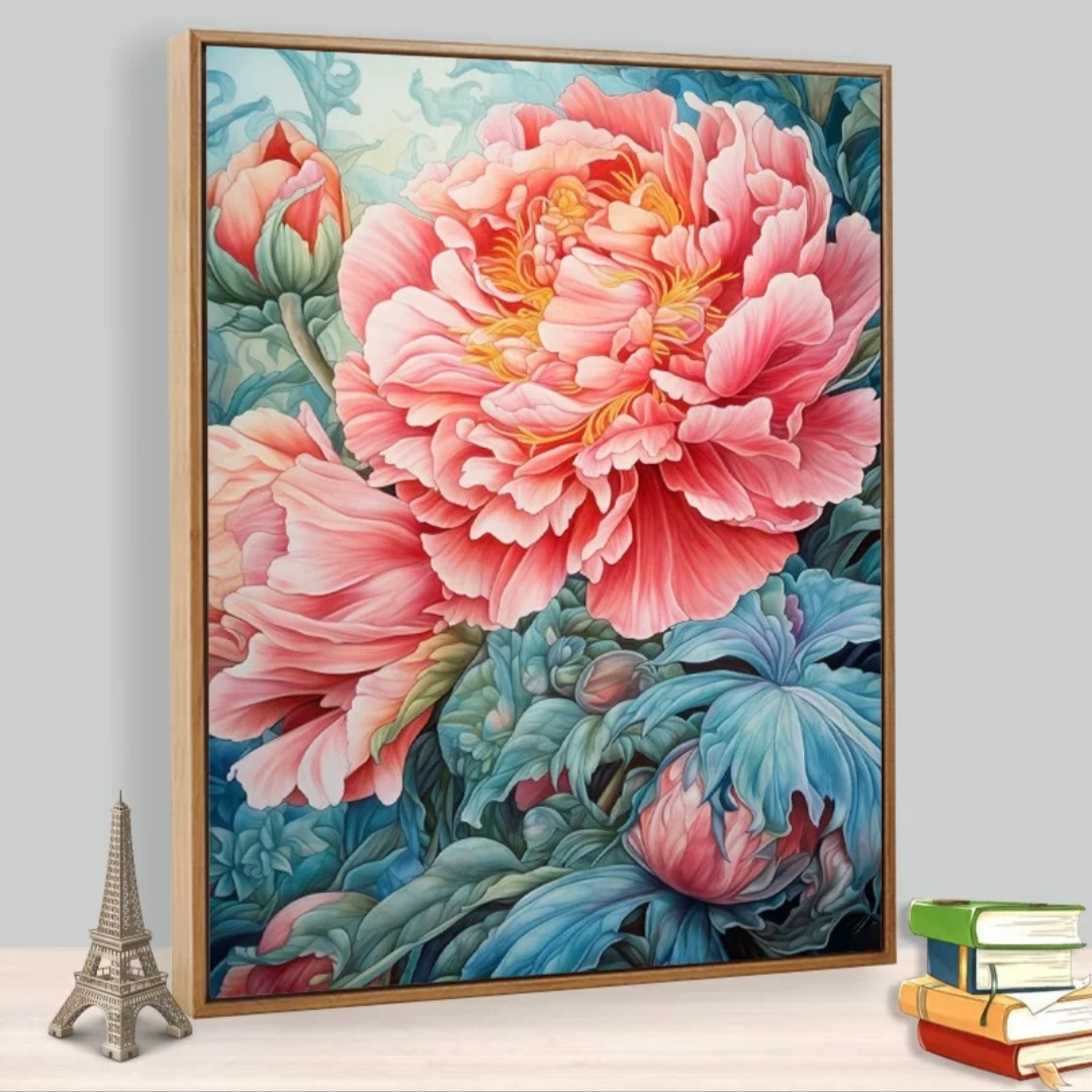 带框钻石画满钻魔方钻手工贴钻绣卧室客厅国画花卉富贵牡丹花新款