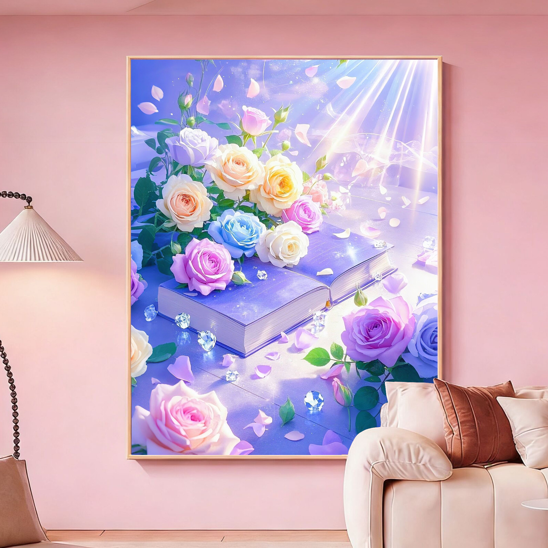 带框钻石画满钻魔方钻贴钻绣卧室客厅唯美花卉小清新玫瑰鲜花新款,居家布艺,钻石绣,淘宝优惠券,粉丝福利购,淘宝优惠卷