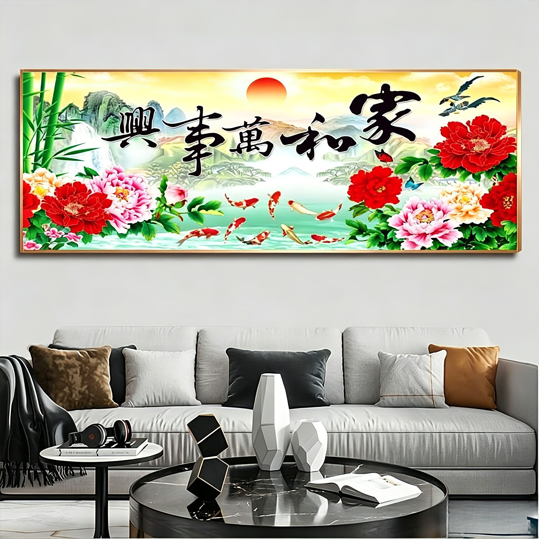 钻石画满钻方钻手工贴钻绣3AB欧式客厅家和万事兴富贵牡丹花新款