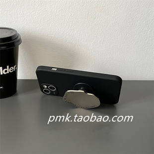 高级冷淡风银色魔方支架手机壳适用iPhone13promax苹果14XS软壳11/16/15pro/78p/16/16plus