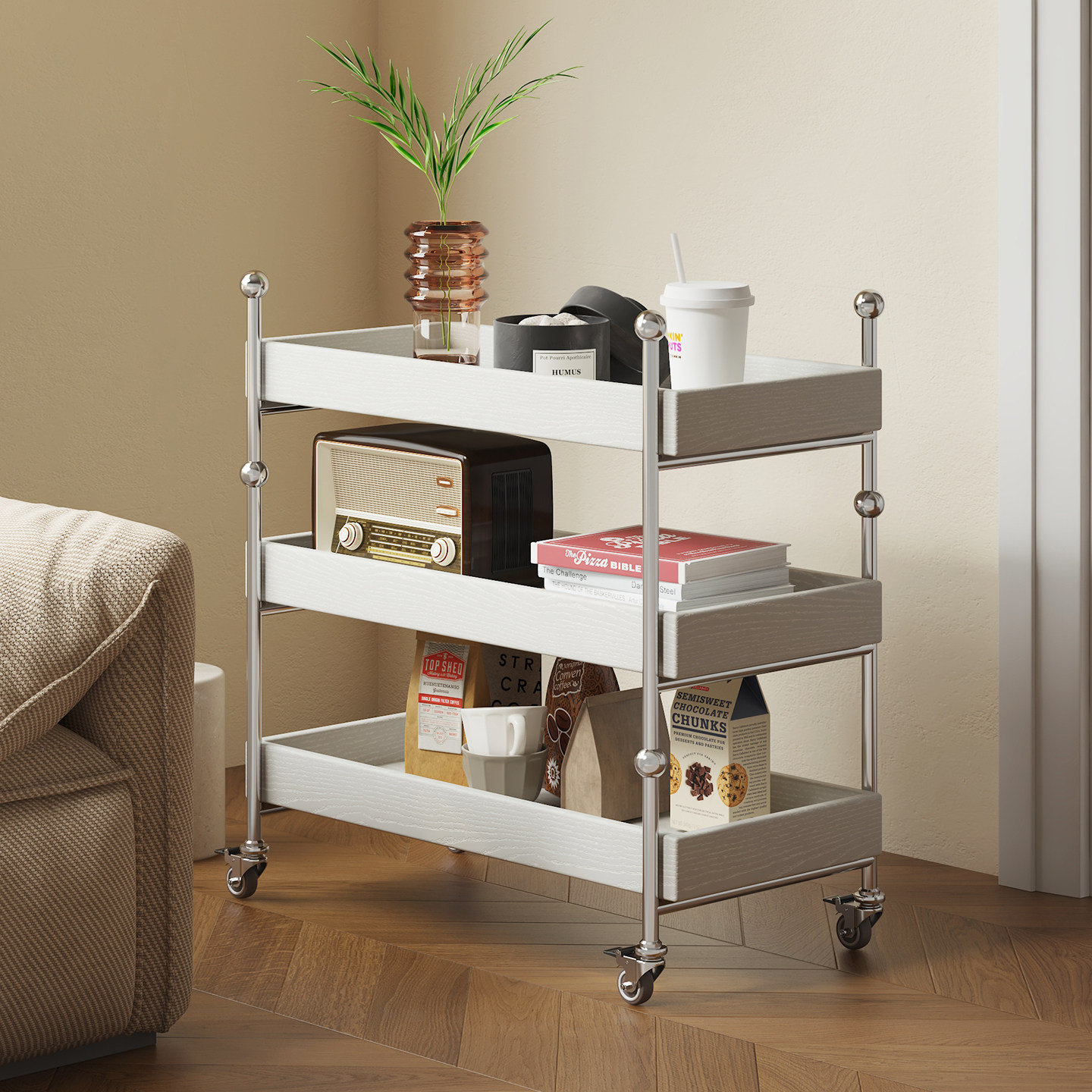 客厅沙发边几角几可移动置物架子家用零食小推车侧边柜卧室床头柜