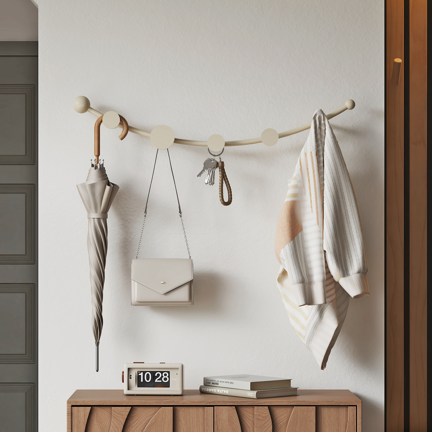 壁挂墙上衣帽架入户进门门口玄关墙壁式挂衣架卧室上墙衣架衣服架