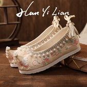 子女冬季 古装 增高中式 古风汉服鞋 秀禾婚鞋 结婚国风绣花鞋 布鞋 成人