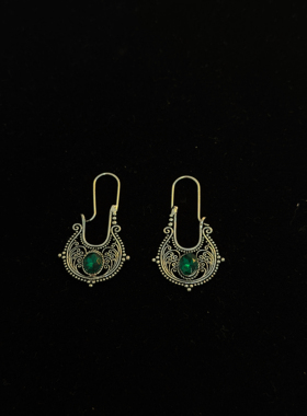 Sage Vintage古着Green Stone Earrings复古耳饰耳环