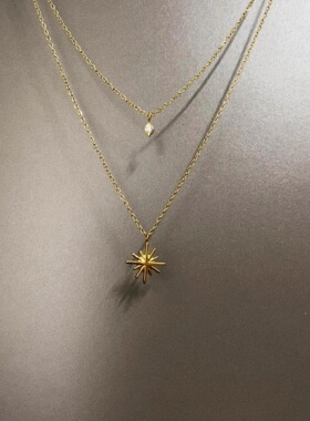 Sage Vintage古着 Six-pointed zircon项链