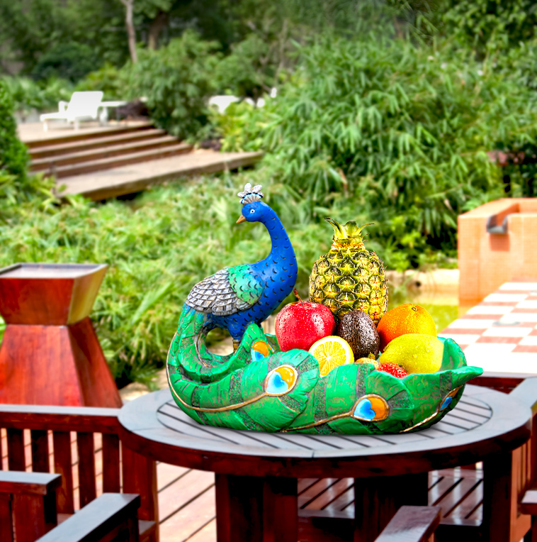 树脂摆件孔雀托盘摆件